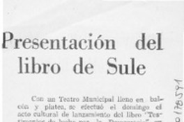 Presentación del libro de Sule  [artículo] N.