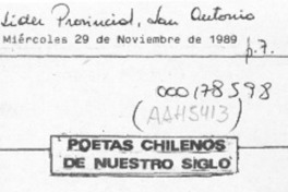 Poetas chilenos de nuestro siglo  [artículo] Juan Guixé Cañizares.
