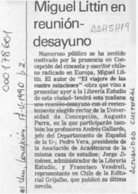Miguel Littin en reunión-desayuno  [artículo].