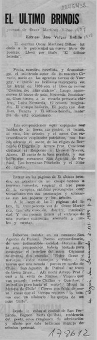 El último brindis  [artículo] José Vargas Badilla.