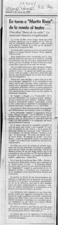 En torno a "Martín Rivas", de la novela al teatro  [artículo].