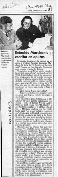 Reinaldo Marchant, escritor en apuros  [artículo].