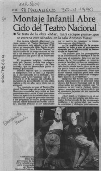 Montaje infantil abre ciclo del Teatro Nacional  [artículo].