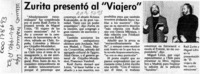 Zurita presentó al "Viajero"  [artículo].