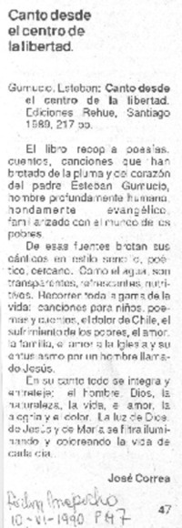 Canto desde el centro de la libertad