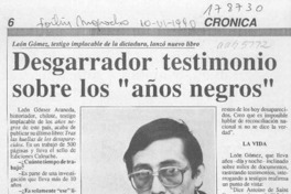 Desgarrador testimonio sobre los "años negros"  [artículo].