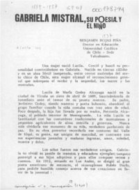 Gabriela Mistral, su poesía y el niño  [artículo] Benjamín Rojas Piña.