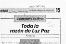 Toda la razón de Luz Paz  [artículo] Nadya Rojo.