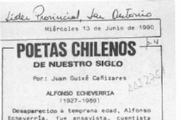 Poetas chilenos de nuestro siglo  [artículo] Juan Guixé Cañizares.
