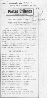 Poetas chilenos de nuestro siglo  [artículo] Juan Guixé Cañizares.