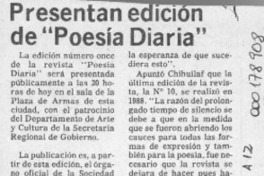 Presentan edición de "Poesía diaria"  [artículo].