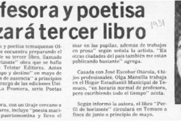 Profesora y poetisa lanzará tercer libro  [artículo].
