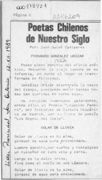 Poetas chilenos de nuestro siglo  [artículo] Juan Guixé Cañizares.