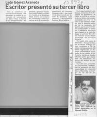 Escritor presentó su tercer libro  [artículo].