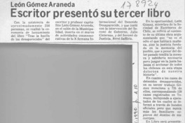 Escritor presentó su tercer libro  [artículo].