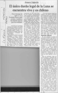 El único dueño legal de la luna se encuentra vivo y es chileno  [artículo] Ana de Juan.