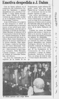 Emotiva despedida a J. Dahm  [artículo].