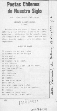 Poetas chilenos de nuestro siglo  [artículo] Juan Guixé Cañizares.