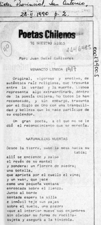 Poetas chilenos de nuestro siglo  [artículo] Juan Guixé Cañizares.