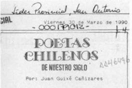 Poetas chilenos de nuestro siglo  [artículo] Juan Guixé Cañizares.
