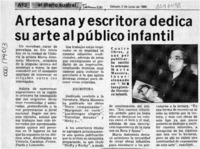 Artesana y escritora dedica su arte al público infantil  [artículo].
