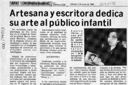Artesana y escritora dedica su arte al público infantil  [artículo].