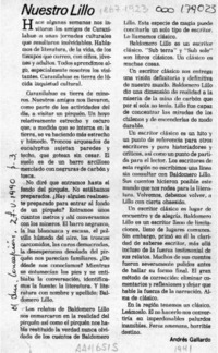Nuestro Lillo  [artículo] Andrés Gallardo.