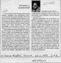 El temor y la felicidad  [artículo] Reginaldo Zurita Chávez.