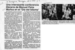 Una Interesante conferencia literaria de Manuel Peña Muñoz en el "Día del Idioma"  [artículo].