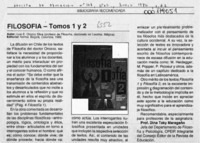 Filosofía - Tomos 1 y 2  [artículo] Dina Taky Maragaño.
