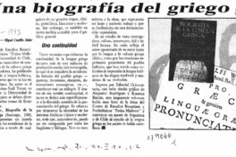 Una biografía del griego  [artículo] Miguel Castillo Didier.