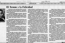 El temor y la felicidad  [artículo] Eugenio Correa P.
