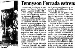 Tennyson Ferrada estrena "Mustafá"  [artículo].