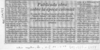 Publicada obra sobre la época colonial