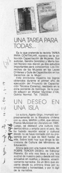 Un Deseo en una isla  [artículo].