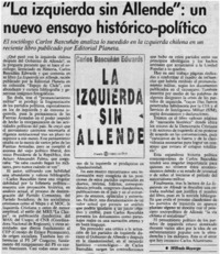 "La izquierda sin Allende", un nuevo ensayo histórico-político