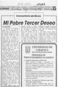 Mi pobre tercer deseo  [artículo] Nadya Rojo.