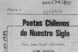 Poetas chilenos de nuestro siglo  [artículo] Juan Guixé Cañizares.