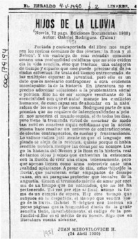 Hijos de la lluvia  [artículo] Juan Mihovilovic H.