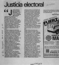Justicia electoral  [artículo] Sergio Carrasco D.