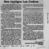 Son testigos los cedros  [artículo] Luis E. Aguilera.
