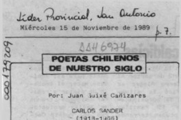 Poetas chilenos de nuestro siglo  [artículo] Juan Guixé Cañizares.