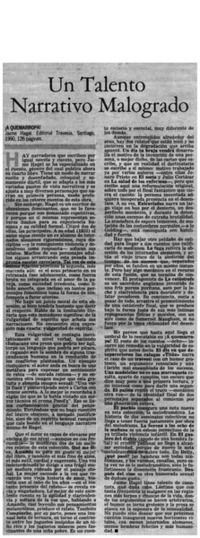 Un talento narrativo malogrado