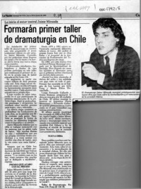 Formarán primer taller de dramaturgia en Chile  [artículo].