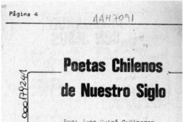 Poetas chilenos de nuestro siglo  [artículo] Juan Guixé Cañizares.