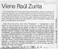Viene Raúl Zurita  [artículo].