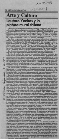 Lautaro Yankas y la pintura mural chilena  [artículo] León Santoro Funes.
