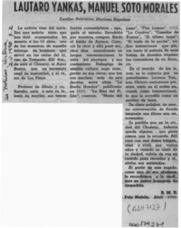 Lautaro Yankas, Manuel Soto Morales  [artículo] Belarmino Martínez Riquelme.
