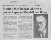 Escritor José Donoso obtuvo el Premio Especial Mondello en Italia  [artículo].