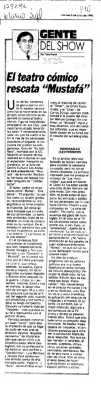 El teatro cómico rescata "Mustafá"  [artículo] Toño Freire.